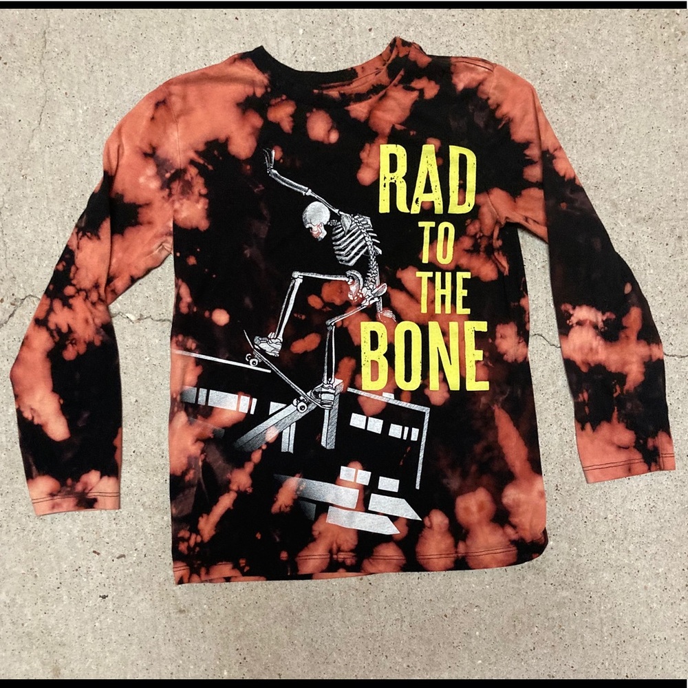 Up-Cycled “Rad To The Bone” Bleach Dyed T-Shirt